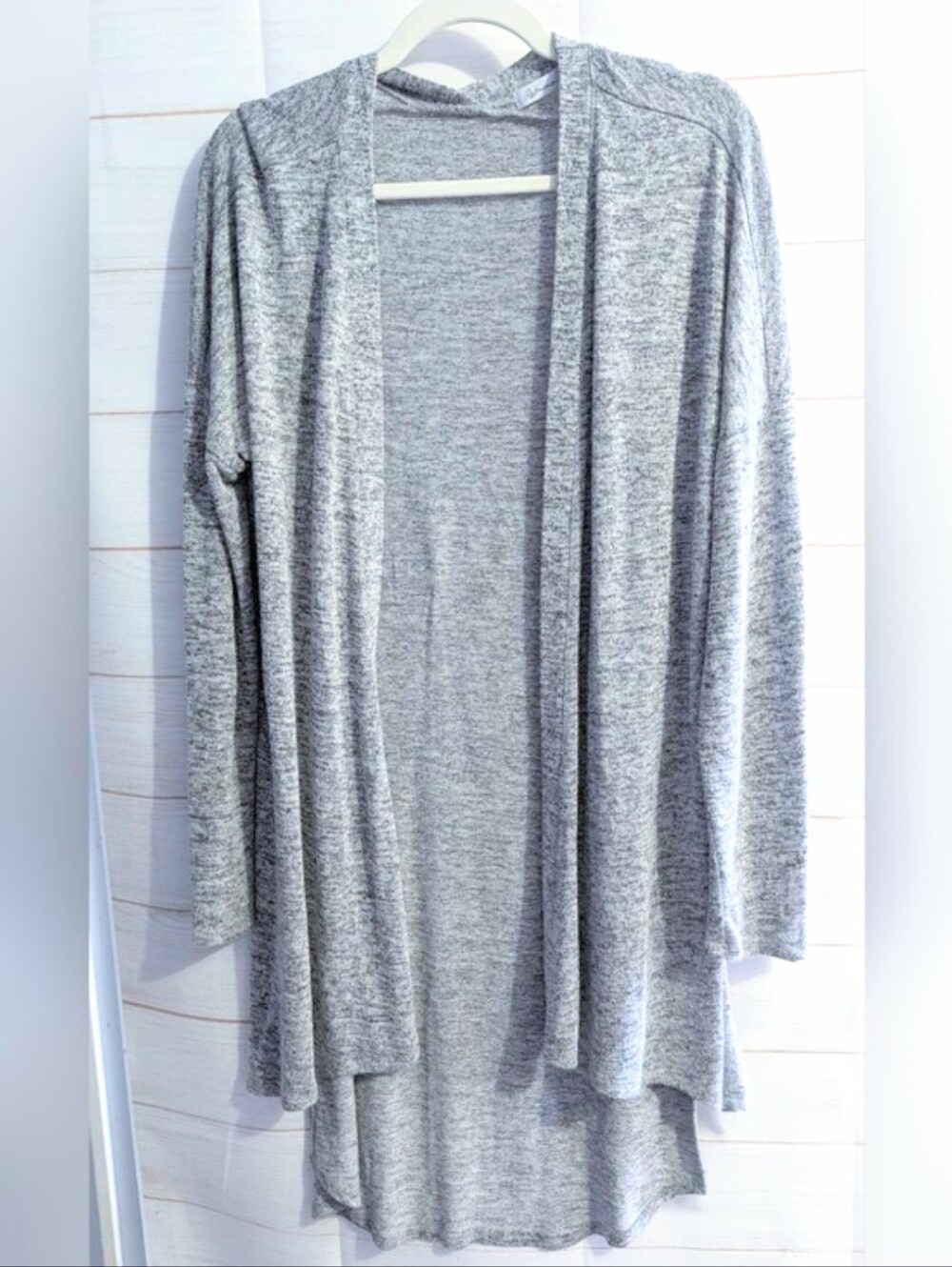 Reitmans Lightweight Open-Front Hi Low Gray Women’s Cardigan Sweater Side Slits